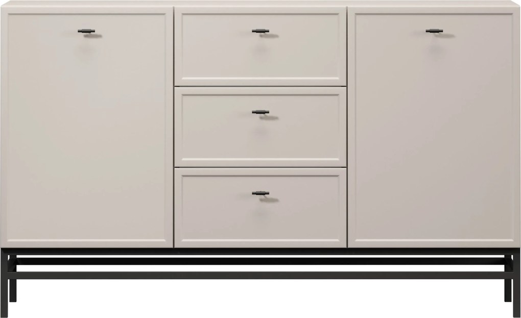 Lorini komód 150 cm - kasmír / fekete T-bar fogantyúk / fém lábak