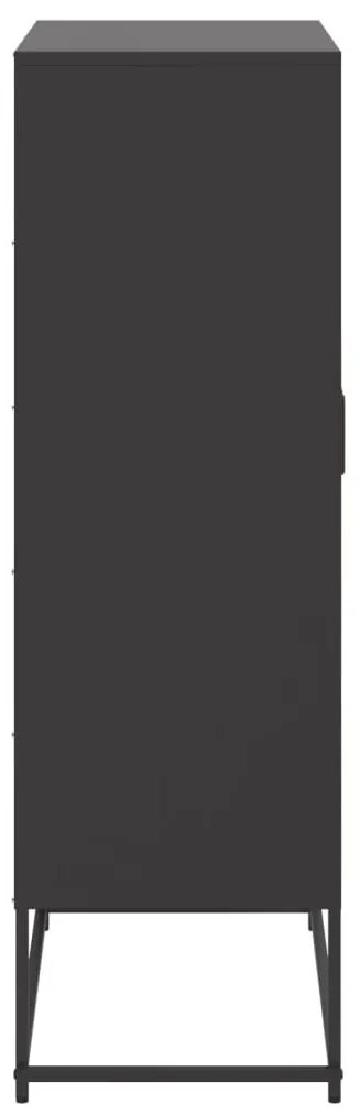 fekete acél magasszekrény 68,5x38,5x123,5 cm