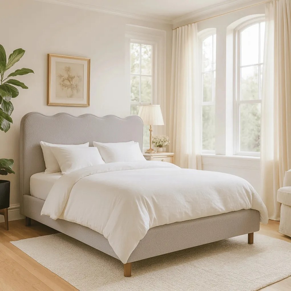 Kárpitozott Franciaágy Szürke Színben. 160x200 IZMIR