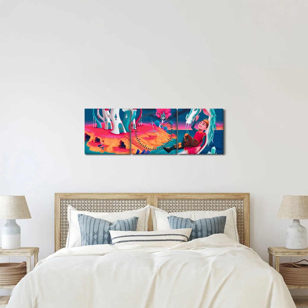 Kép - a herceg és a sárkány hercegnő (órával) (90x30 cm)
