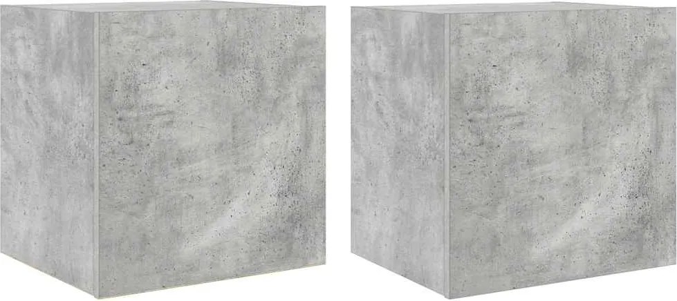 vidaXL 2 db betonszürke fali TV-szekrény LED-del 40,5x35x40 cm