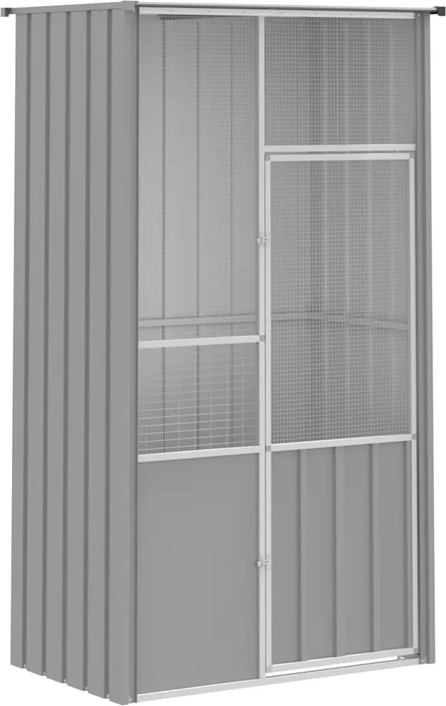 vidaXL szürke horganyzott acél madárketrec 115x78x200 cm