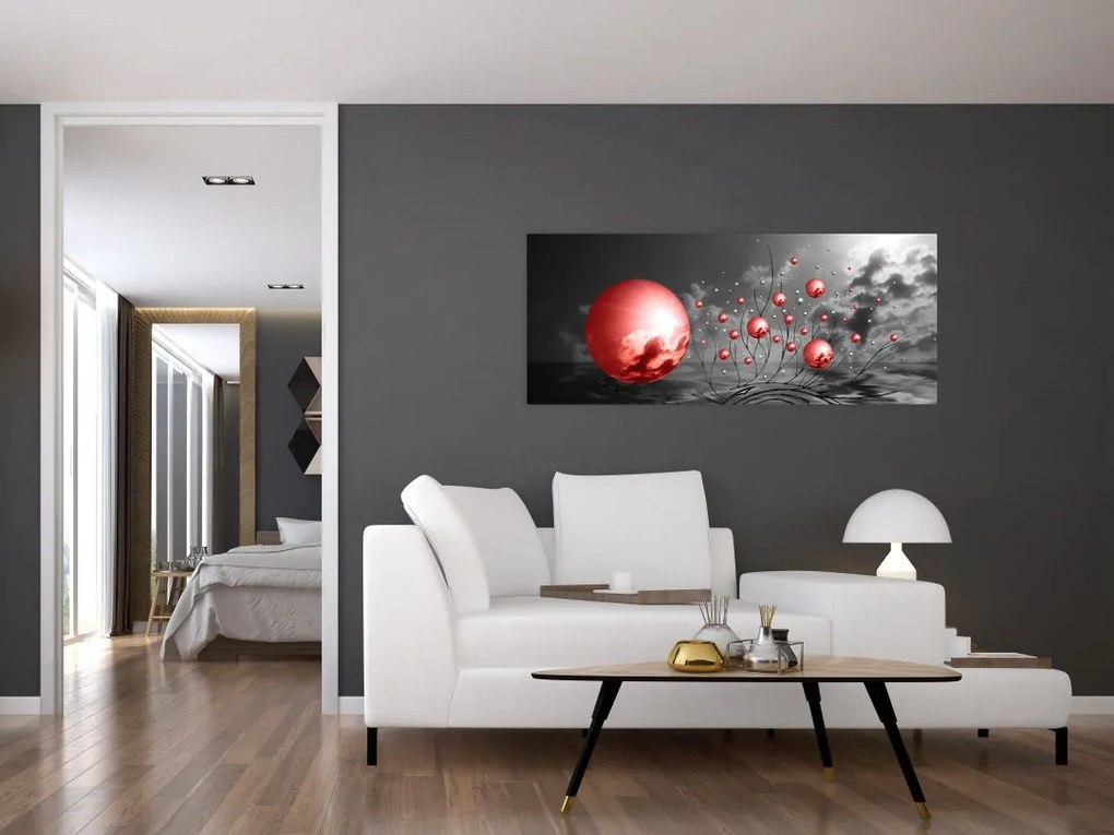 Piros gömbök képe (120x50 cm)