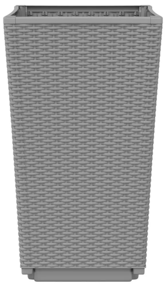 2 db világosszürke polipropilén kerti virágláda 32,5x32,5x57 cm
