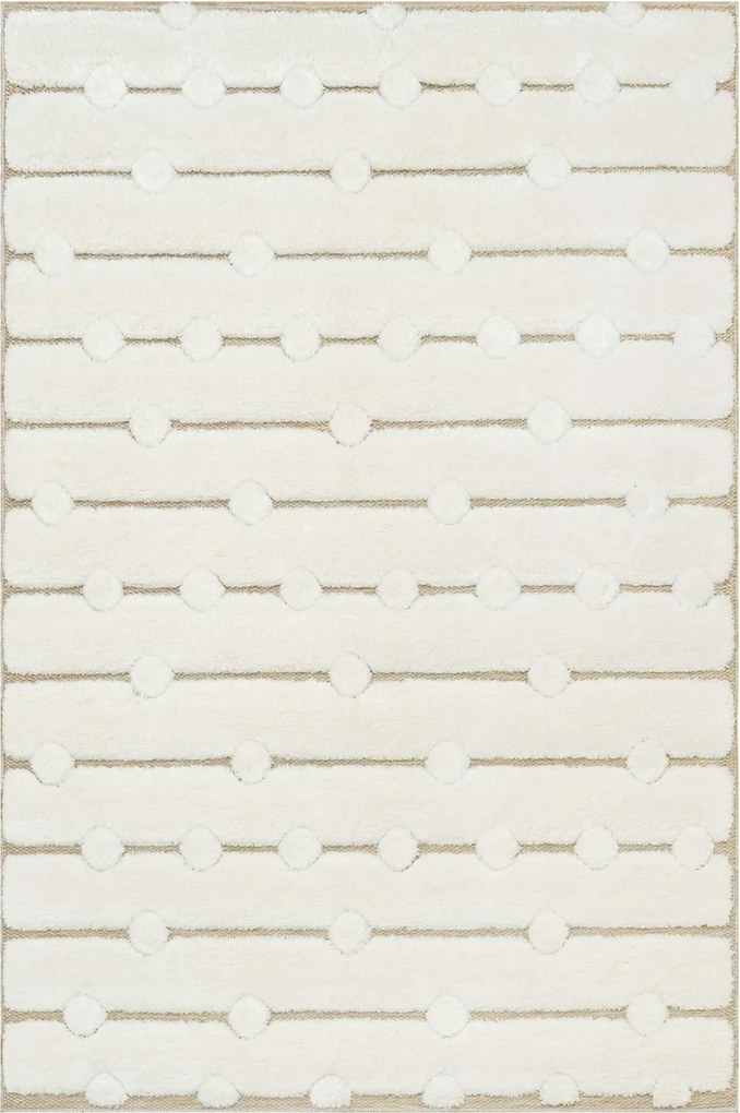 Shaggy Szőnyeg Puha Krém Bézs Boho Pöttyös Nappali Lula 140x190 cm