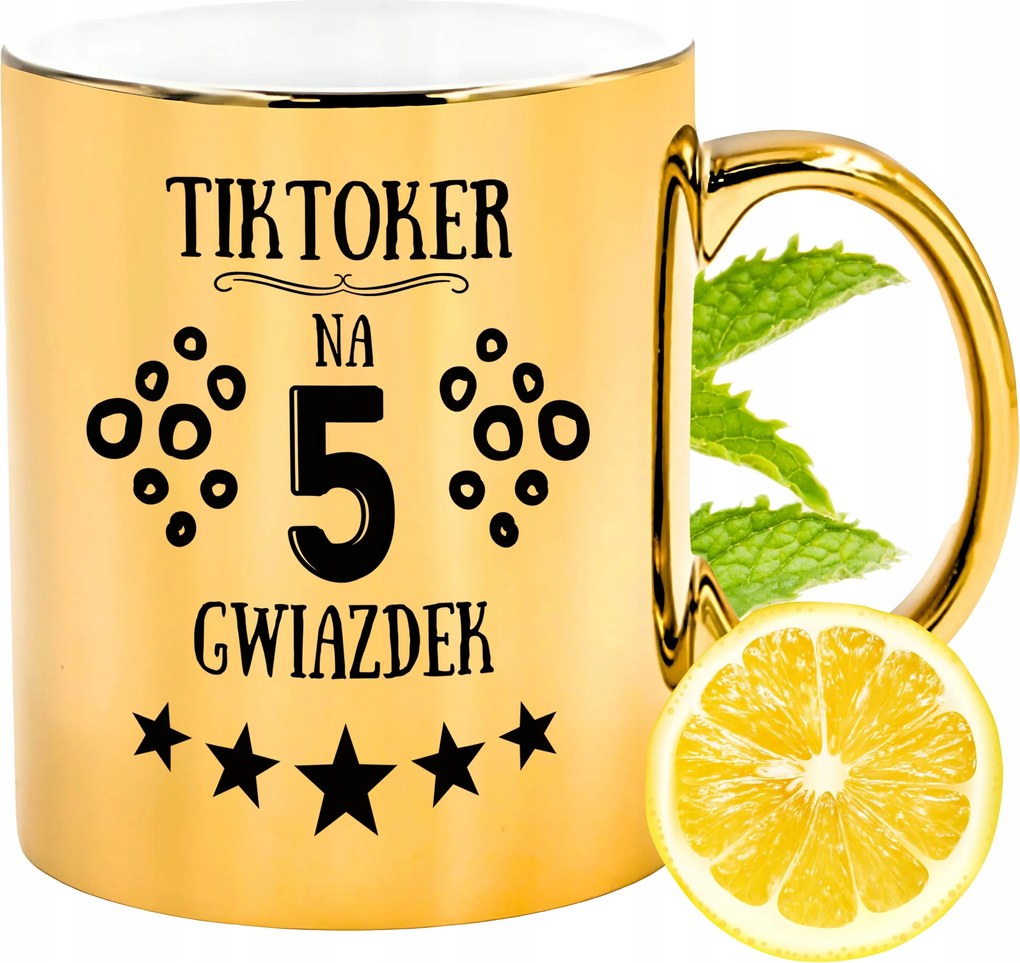 Arany csillogó bögre TikToker Ajándék Nyomtatott Fotóval