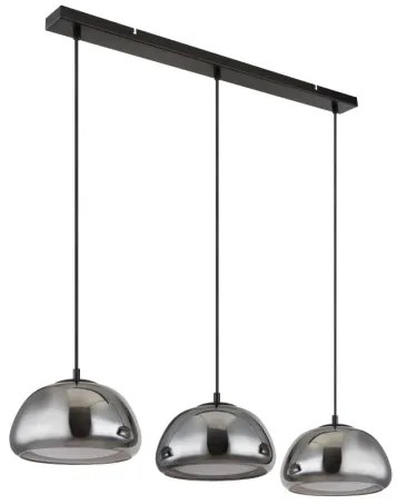 Globo 15743-3H Függeszték fém fekete matt, füstszínű/fehér üveg, kábel textil fekete, magassága rövidíthető, HxSzxM: 950x250x1200mm, 3x E14 40W 230V izzók nélkül