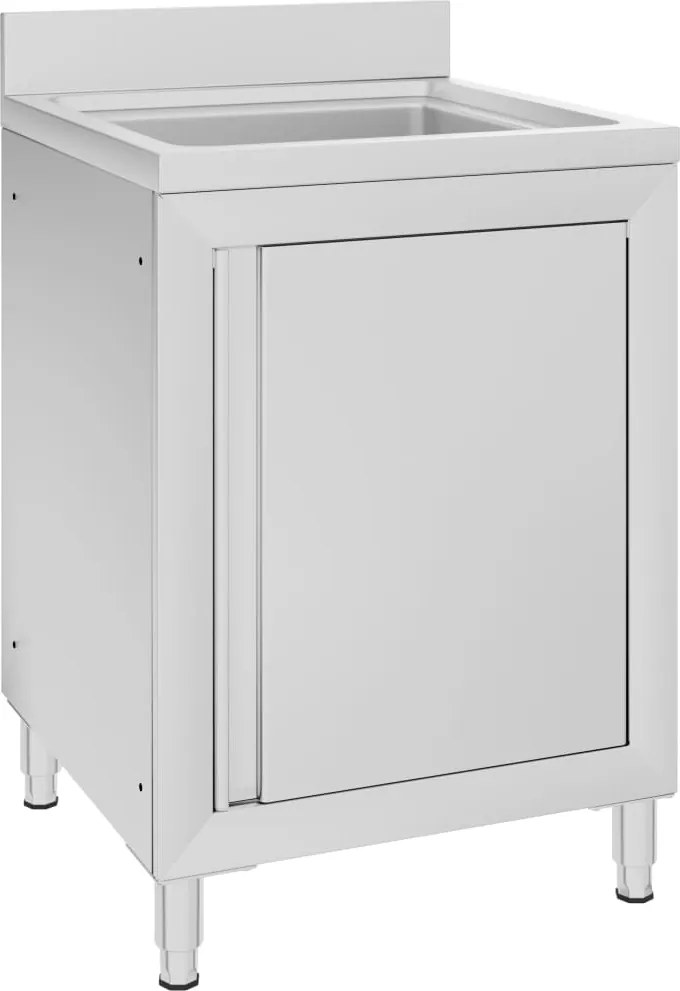 vidaXL rozsdamentes acél kereskedelmi konyhai mosogató 60 x 60 x 96 cm