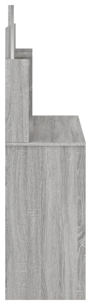szürke sonoma színű fésülködőasztal tükörrel 96x39x142 cm