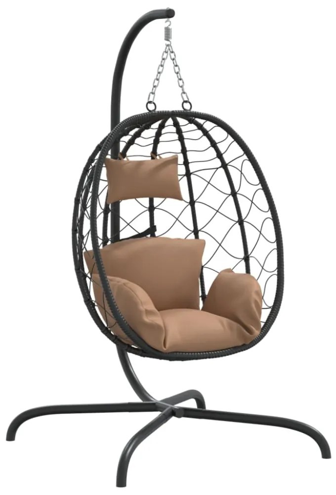 tópszínű polyrattan és acél függő kagylószék párnával