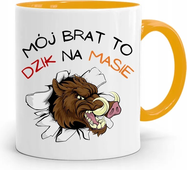 Sárga Bögre Ajándék Vaddisznó Testvérnek Tömeges Nyomtatott Fényképpel