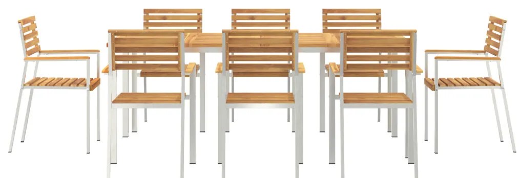 9 darabos Kerti Étkezősor Tömör Akácfából