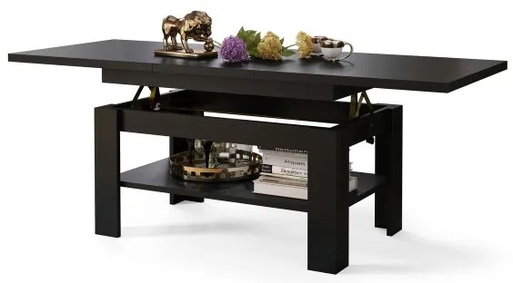 Bővíthető konferencia/étkezőasztal emelhető asztallappal ROY fekete