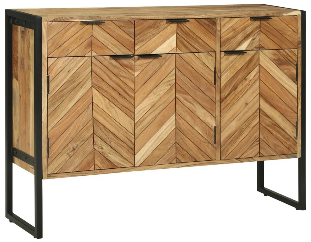 Oldalszekrény 100x30x75 cm Tömör Fa Akác