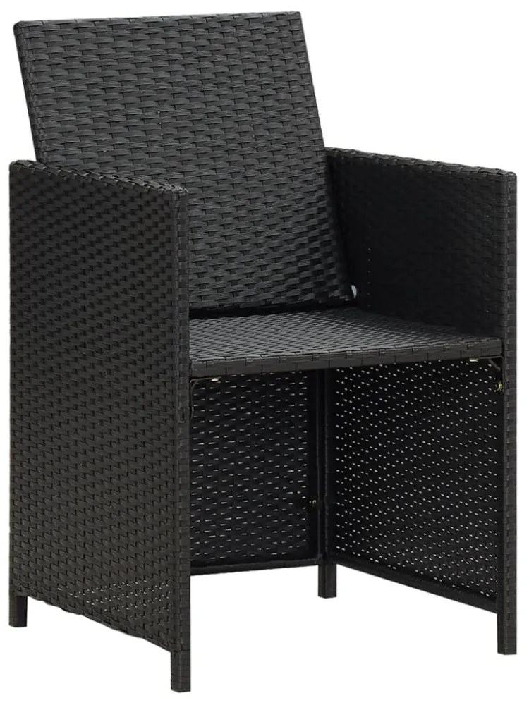 4 db fekete polyrattan kerti étkezőszék párnával