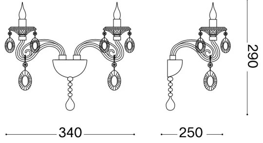 Ideal Lux - Kristály fali lámpa NEGRESCO 2xE14/28W/230V arany