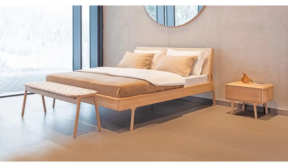 Fehér-natúr színű pad Klupa - Gazzda