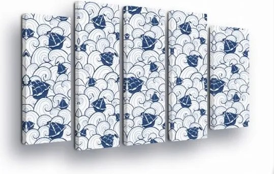Vászonkép 150x100 moduláris polip tenger hullámok hajók vitorlás tengeri stílus