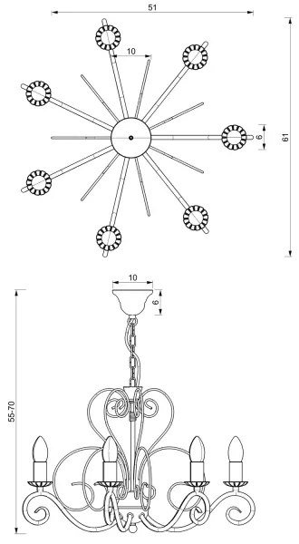 MAURO láncos csillár 7xE14/60W/230V