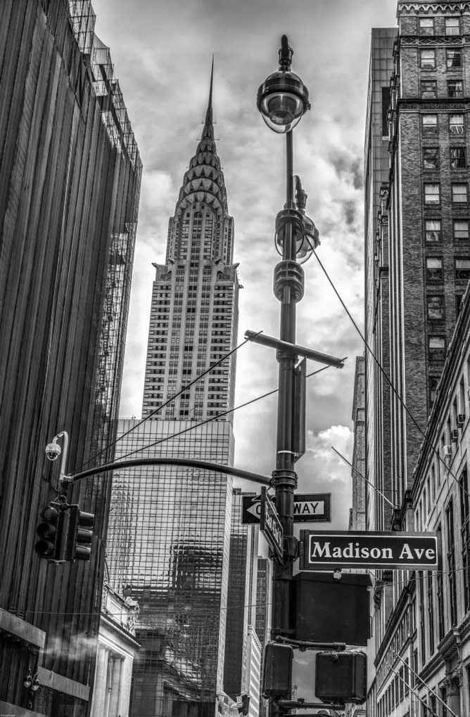 Poszter 56,6x86,4cm New York város alaprajza Chrysler 2 épülettel, Assaf Fra