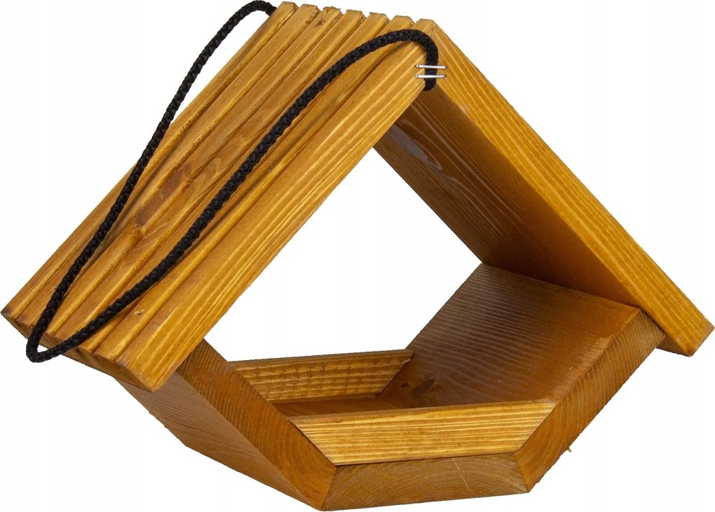 Lengyel Fából Készült Madáretető Tölgy Színben 24x14x17,5 cm