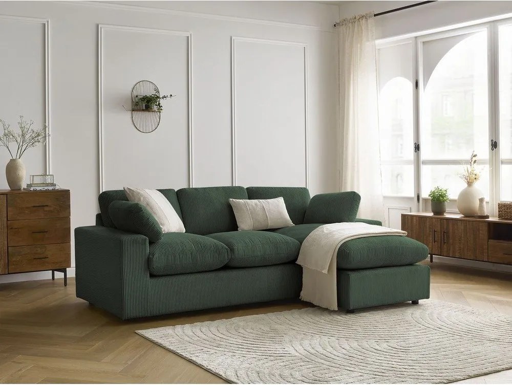 Zöld kordbársony sarokkanapé Belair – Bobochic Paris