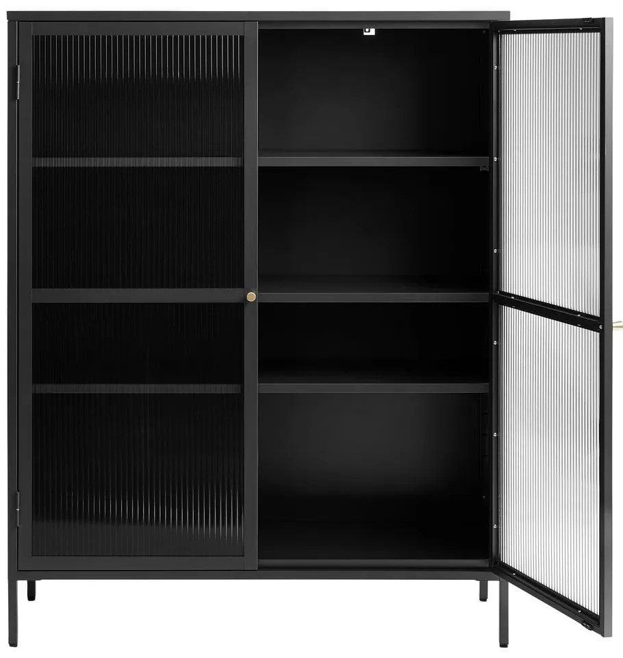 Fekete fém tálalószekrény 111x140 cm Bronco – Unique Furniture