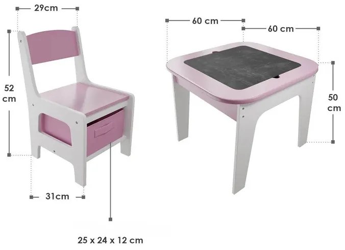 Juskys Milou gyermek fa szett - rózsaszín