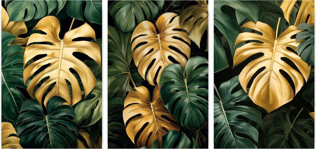 Poszterek Falra Zöld Levelek Szett 3 Képek Hálószoba Keret nélkül 100x70