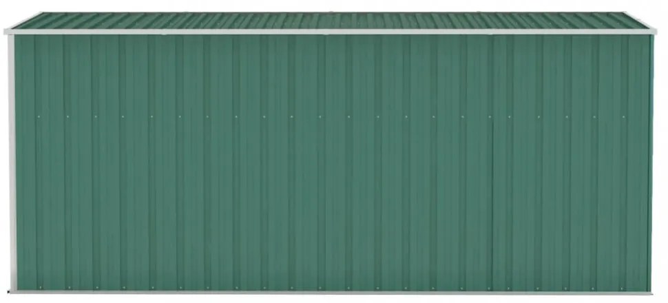 zöld acél falhoz erősíthető kerti fészer 118 x 382 x 178 cm