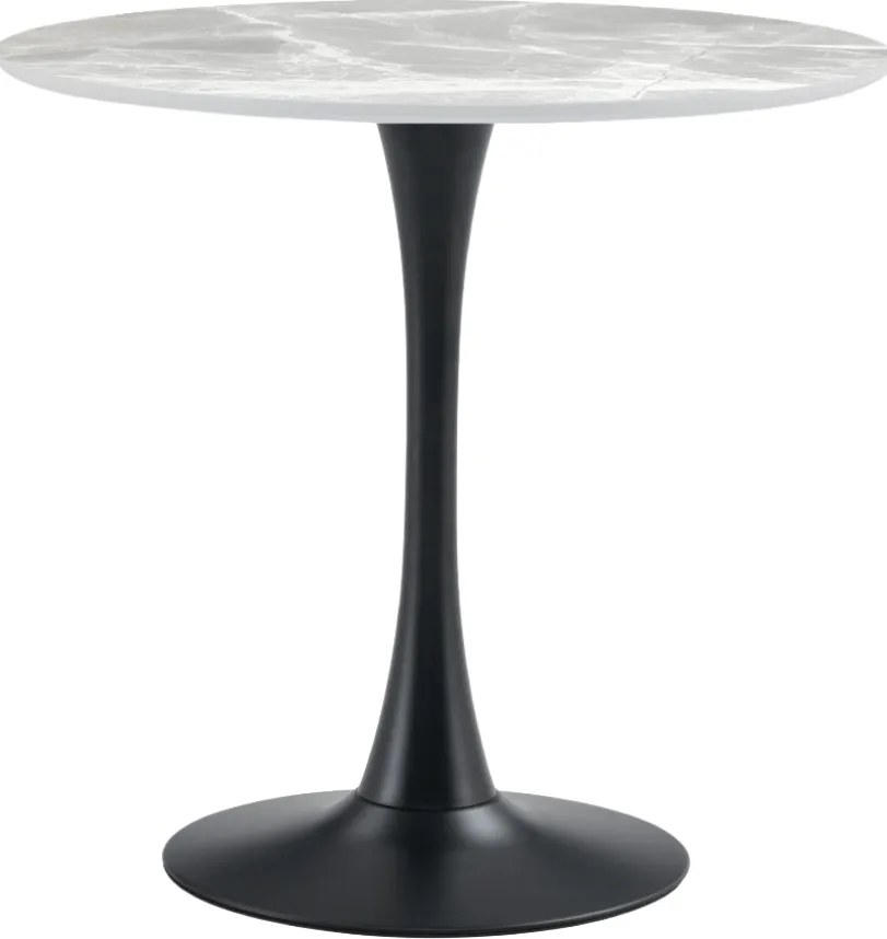 Étkezőasztal, szürke márvány/fekete, átmérő 90 cm, LORIAN TYP 1