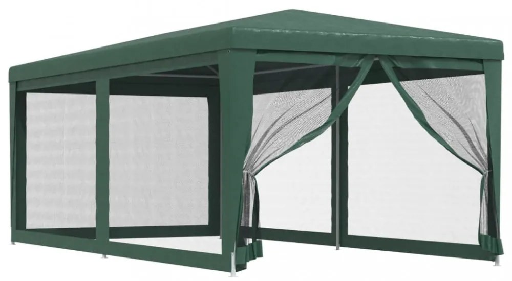 zöld HDPE rendezvénysátor 6 hálós oldalfallal 3x6 m