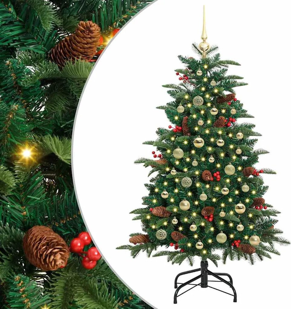 vidaXL Mű karácsonyfa 150 LED-del Zöld 150 cm PVC és Fém és Műanyag