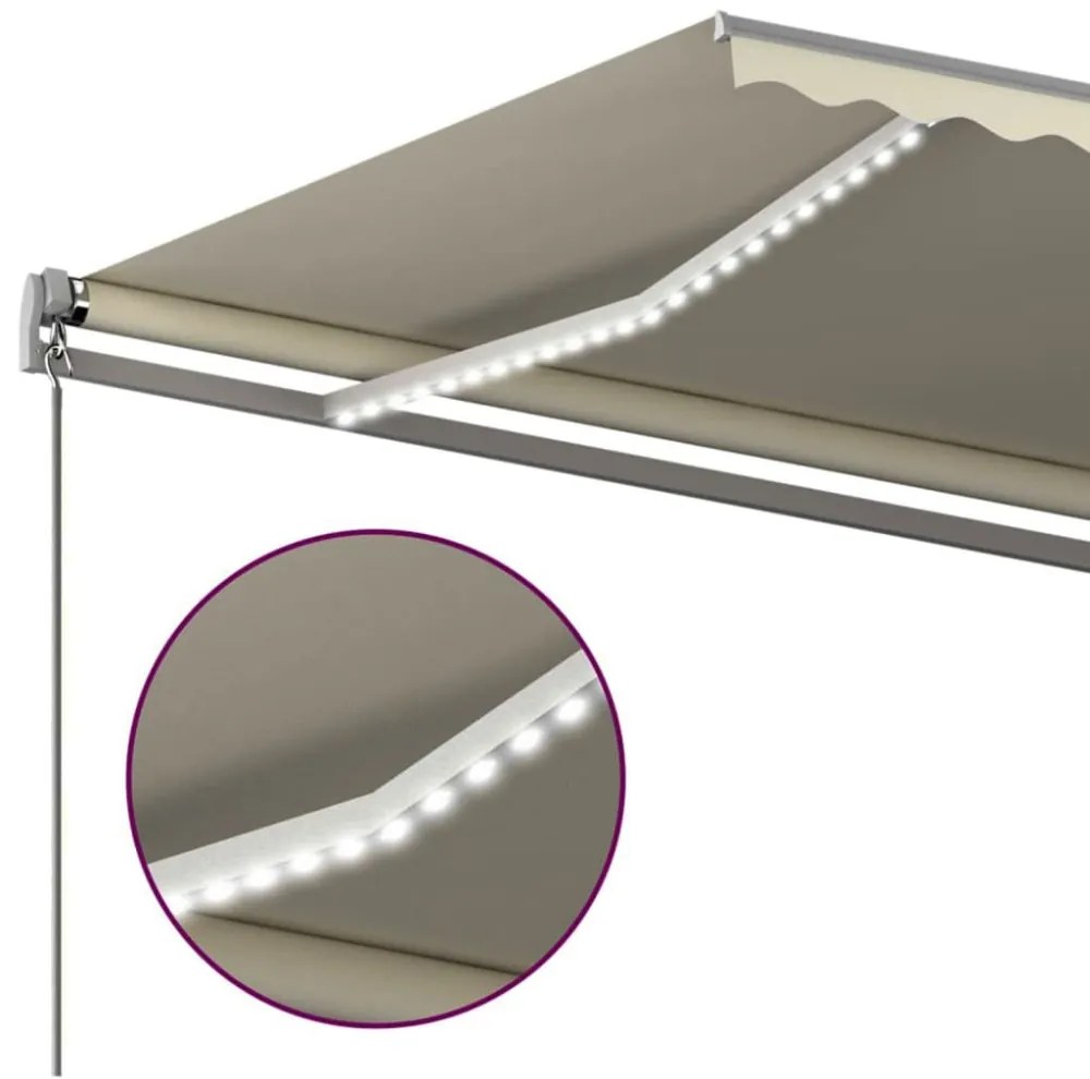 krémszínű automata szélérzékelős és LED-es napellenző 6 x 3 m