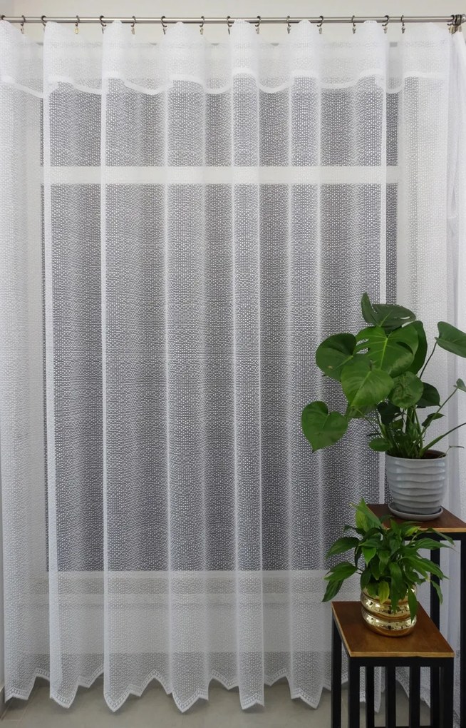Mg Függöny háló Cikk-cakk 41002 Fehér 400x160cm készre varrt M