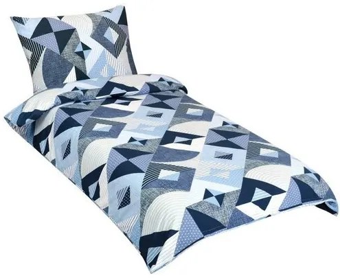 Bellatex Pamut ágynemő Geometria kék, 140 x 200cm, 70 x 90 cm