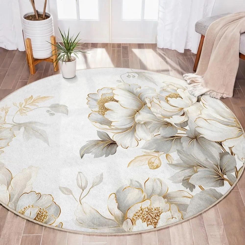 Világosszürke-bézs mosható kerek szőnyeg ø 120 cm Soft and Gentle – Mila Home