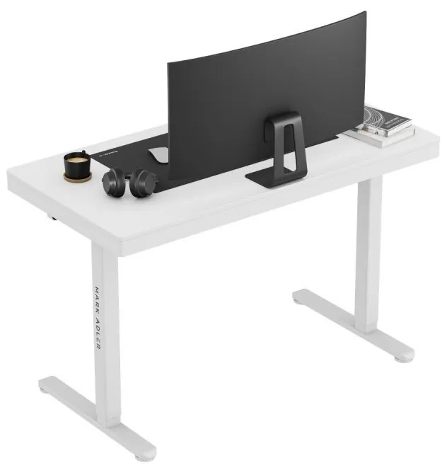 Állítható magassággal, íróasztal fiók a pultban, memória funkcióval, USB portokkal, 120 x 60 cm, fehér