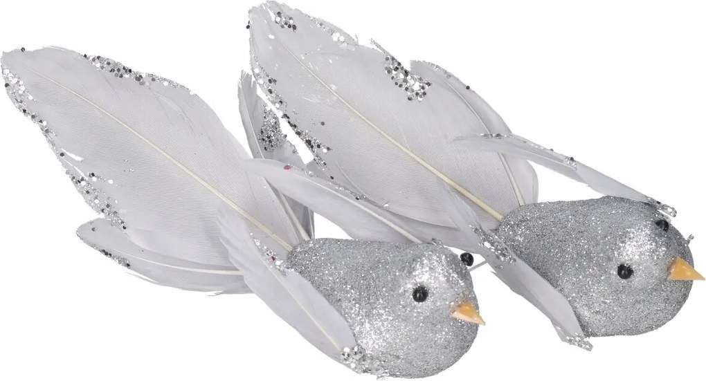 Madárkák Csillámos Klipsz 2 Db-os Dísz Nád Gömb