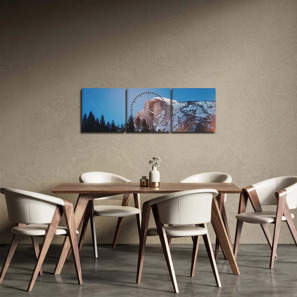 Kép - Éjszakai hegycsúcs (órával) (90x30 cm)