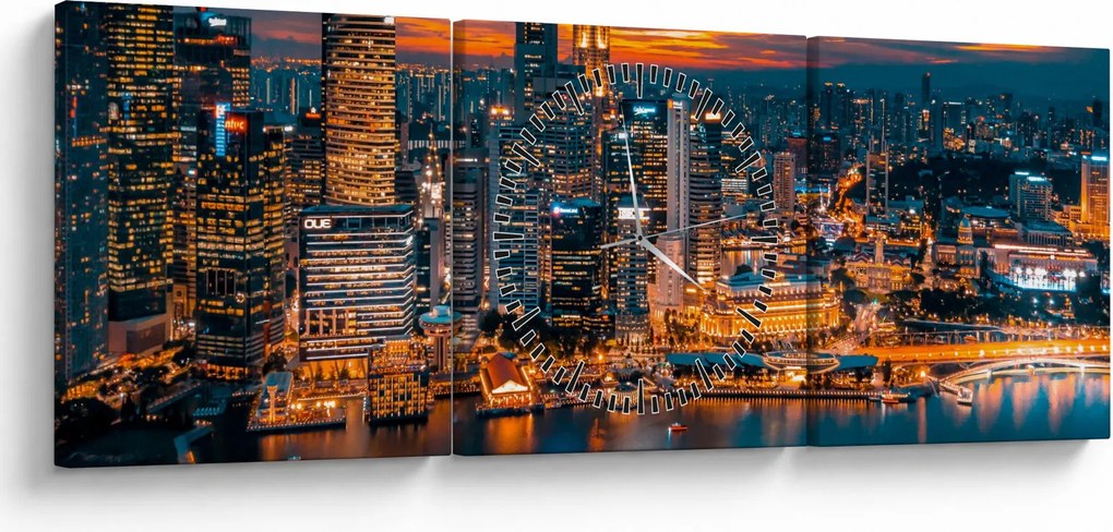 Éjszakai város képe (órával) (90x30 cm)