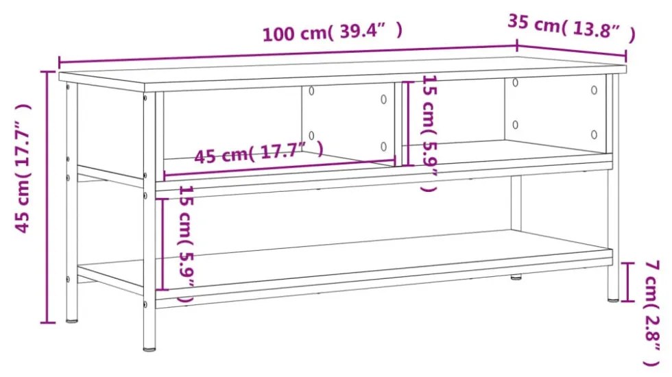 szürke sonoma színű szerelt fa TV-szekrény 100 x 35 x 45 cm