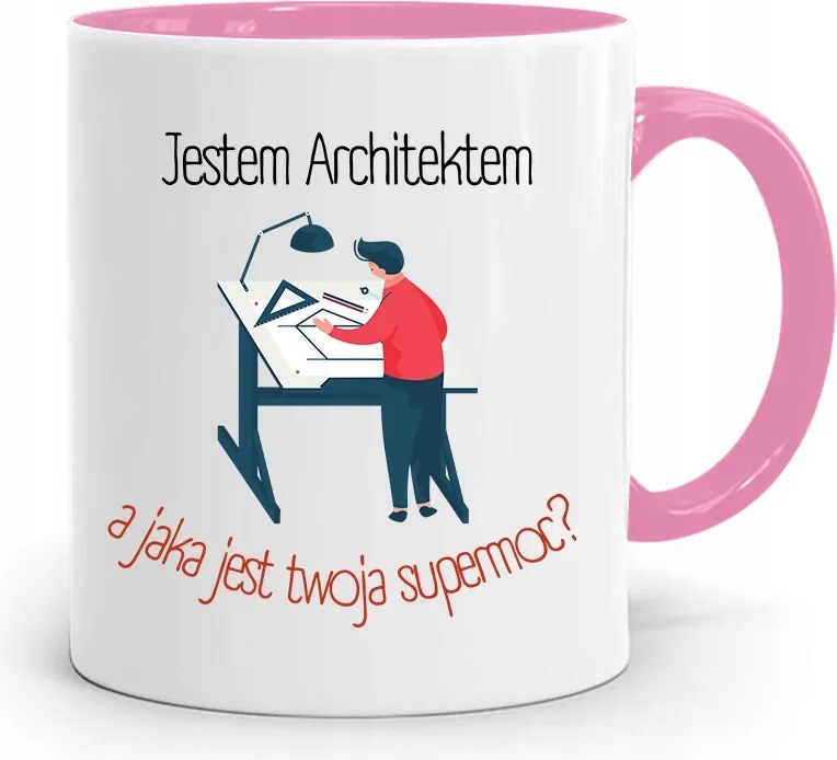 Rózsaszín Építész Bögre Építész Vagyok Ajándék fényképes nyomtatással