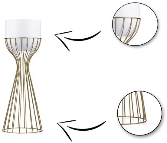 Fém virágcserép LOFT 46x20 cm arany/fehér