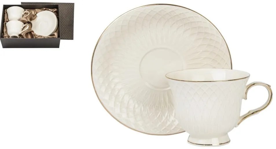 Amy - porcelán 2 személyes csésze+alj szett díszdobozban, 210 ml