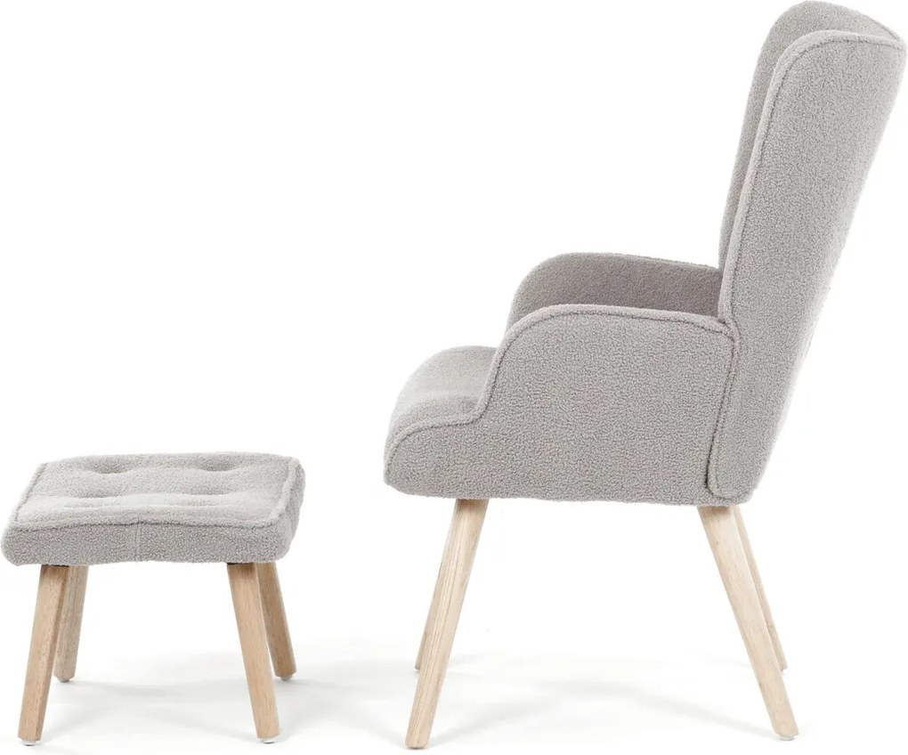 Szürke relaxfotel, boucle szövet kárpitozással, AK-319 GREY2