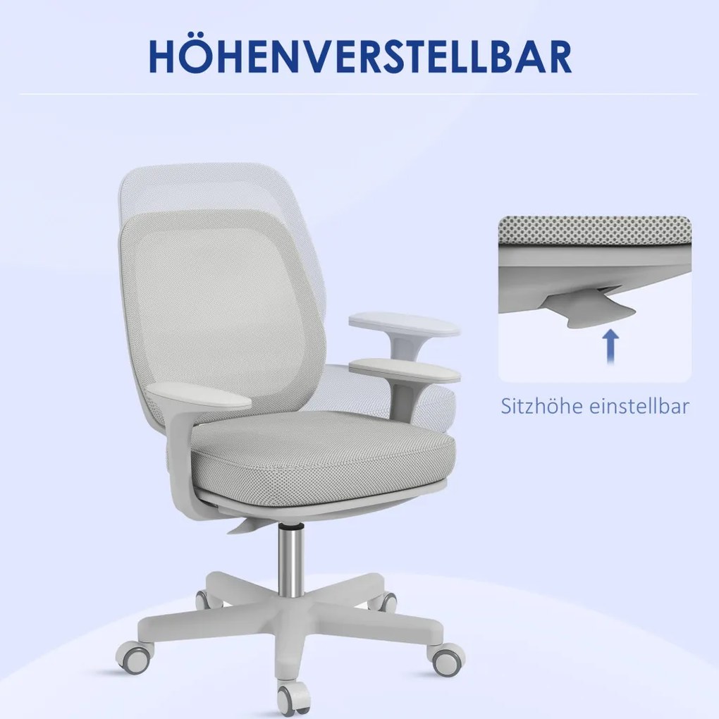 Vinsetto irodai szék, ergonomikus íróasztali szék forgófunkcióval, állítható magasságú, szürke