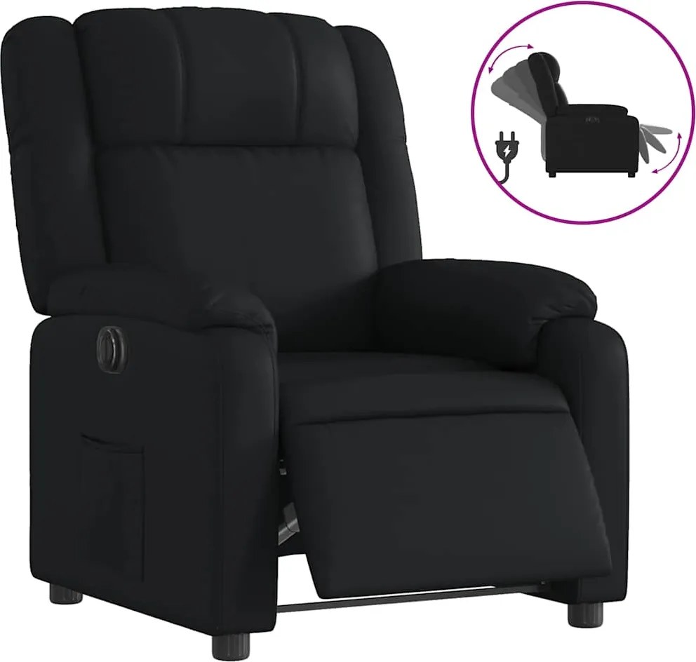 vidaXL fekete műbőr elektromos dönthető fotel