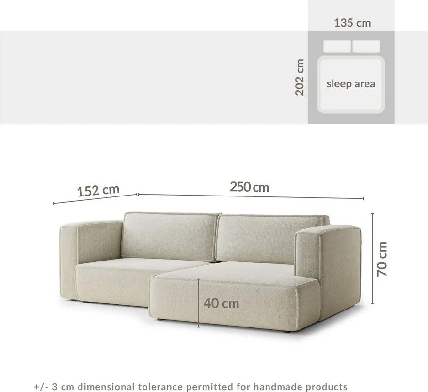 Szürke zsenília kinyitható-tárolóhelyes sarokkanapé (jobb oldali-heverő résszel) Velto – Maison de Rêve