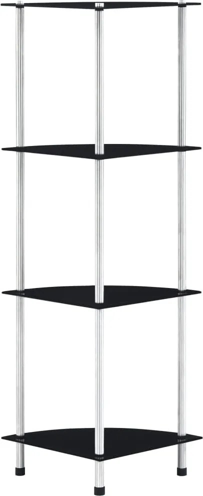 vidaXL 4 szintes fekete edzett üveg polc 30 x 30 x 100 cm